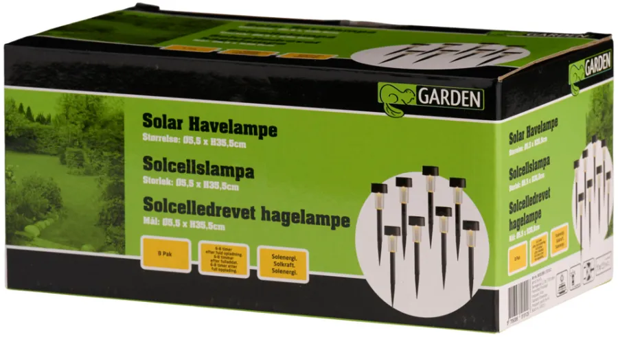 Outlet Garden Solcellelamper til hagen H35,5 cm 8-pk. - ® Svart