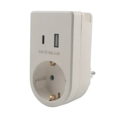 Hot Elworks Stikkontaktadapter schuko m/USB & mobilholder
