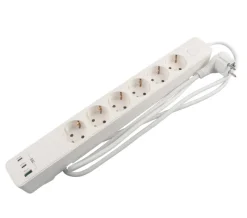 New Elworks 6-stikkontakt schuko m/3 x USB PD65W 1,5 m –
