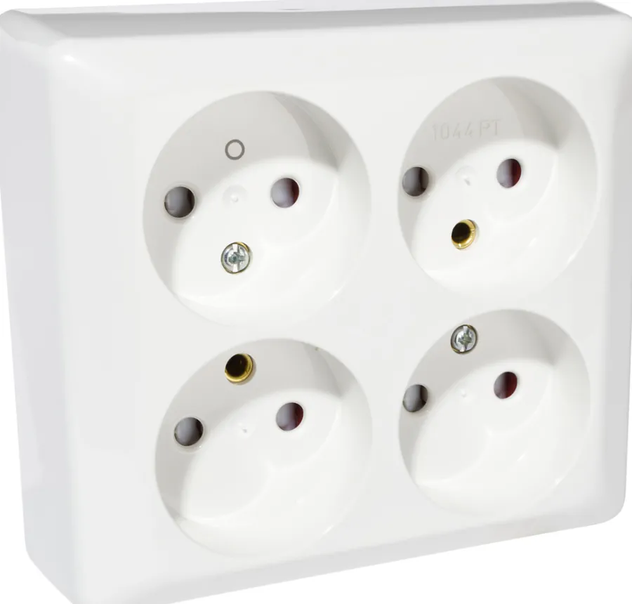 Outlet ELKO Stikkontakt 4-veis u/jord vegg -