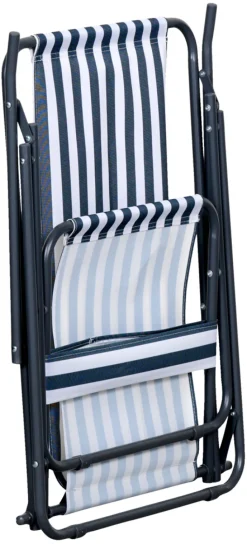 New Sunlife Strandstol Albany i metall og polyester - ® Blå/hvit