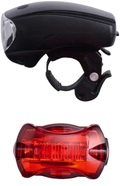 Best Bikezone Sykkellyktsett med 5 LED - Svart med gummibelegg