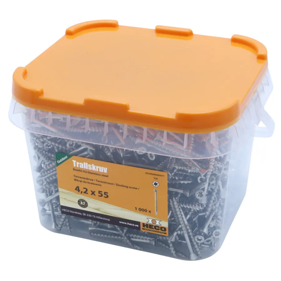 New Heco Terrasseskrue 4,2 x 55 mm A2 -1000 stk.