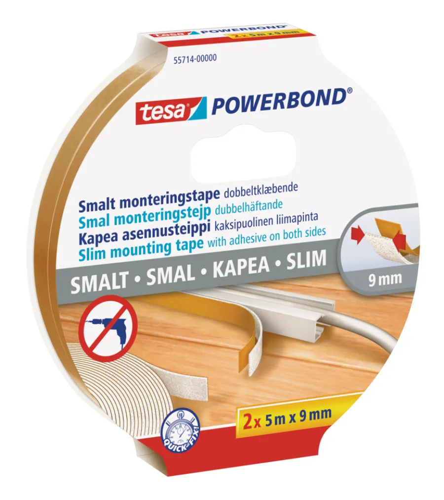 Clearance Tesa Powerbond Slim monteringstape 9 mm x 5 meter 2-pk.