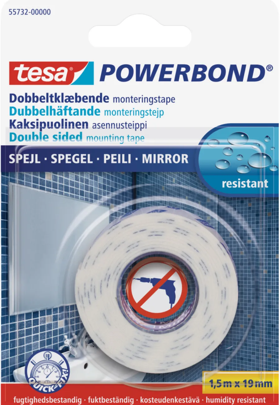 Discount Tesa Powerbond Speil monteringstape 19 mm x 1,5 meter