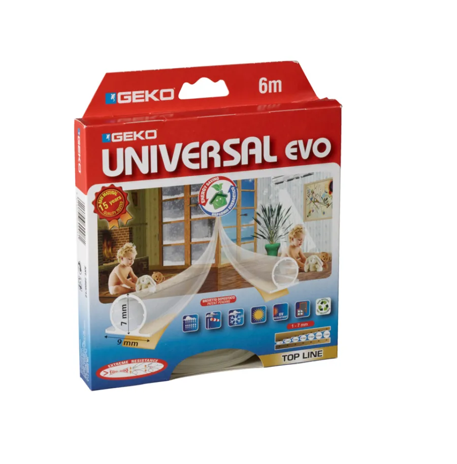 Geko Tetningslist universal EVO transparent - 6 meter Hvit