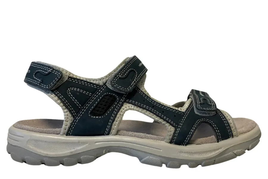 Trekkingsandaler dame i skinn str. 39 Denimfarget