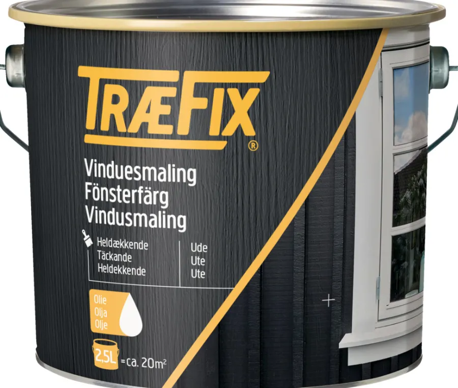 Clearance Træfix vindusmaling renhvit 2,5 liter RAL 9010 renhvit