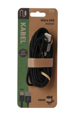 New PhoneFood USB-A til micro USB kabel - 3 meter