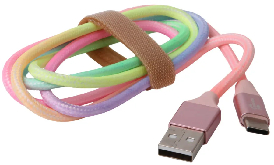 Clearance PhoneFood USB-A til USB-C kabel regnbuefarget - 1 meter