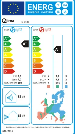 New Qlima Varmepumpe S-5435 inkl. montering