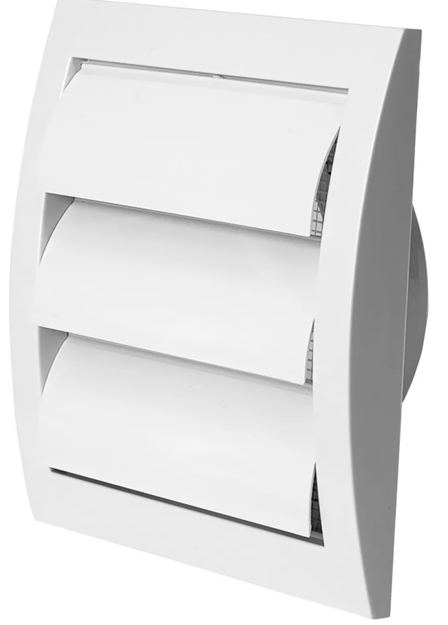 Hot Ventilasjonsrist med vindstopp 15 x 15 cm - Hvit
